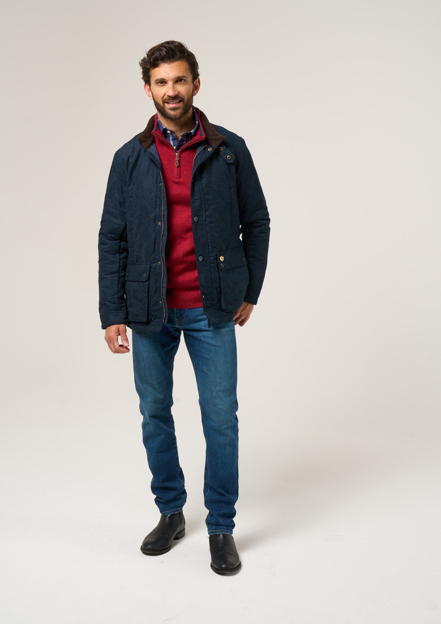 Felwell Men's Quilted Jacket In Dark Navy