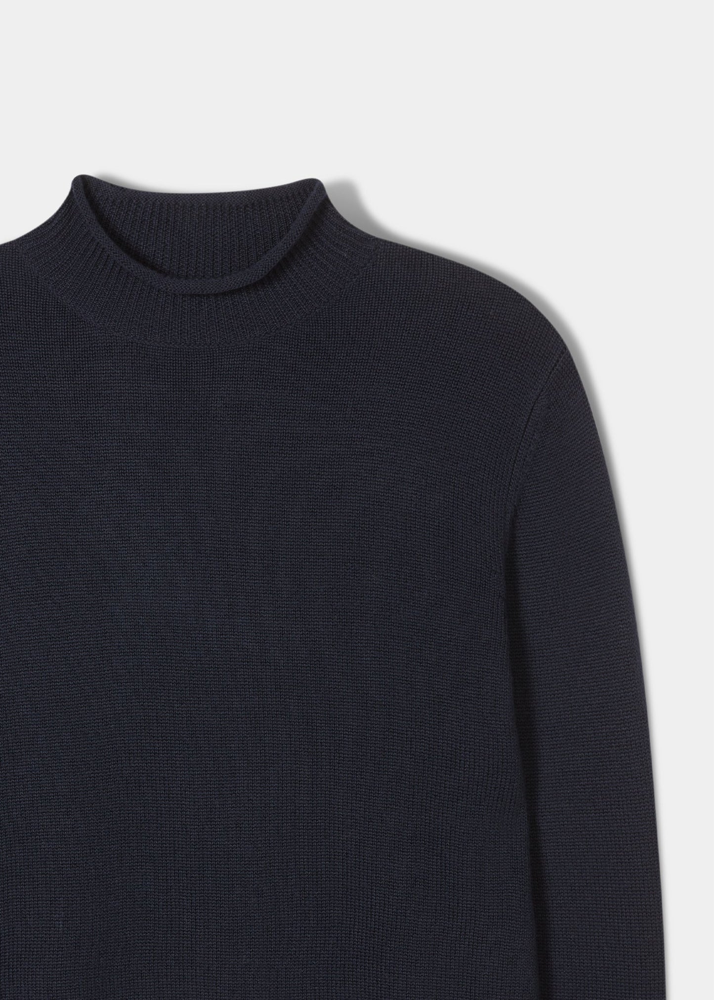 Mens Rolled Collar Jumper In Dark Navy