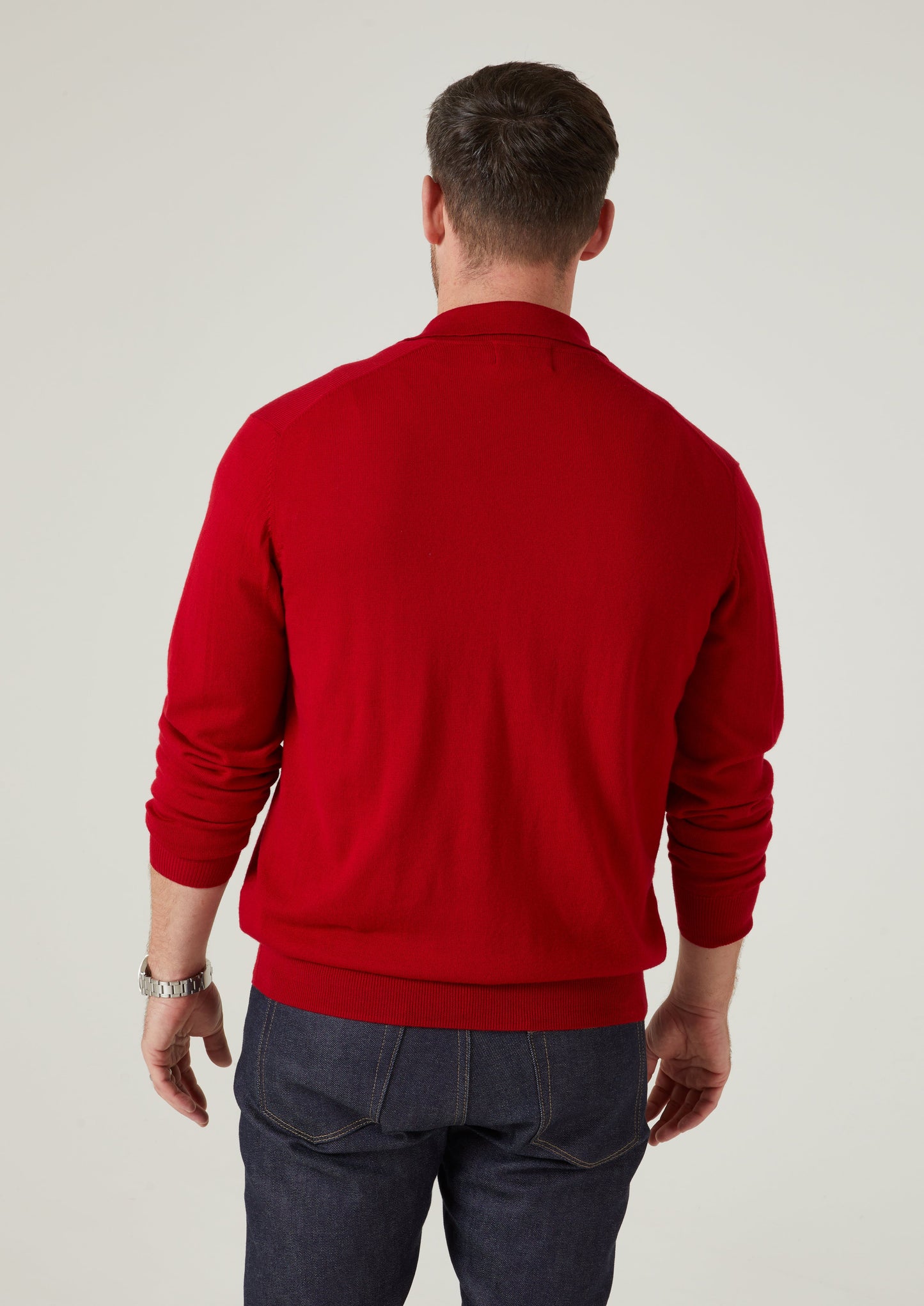 Hindhead Men's Merino Wool Polo Shirt in Chianti