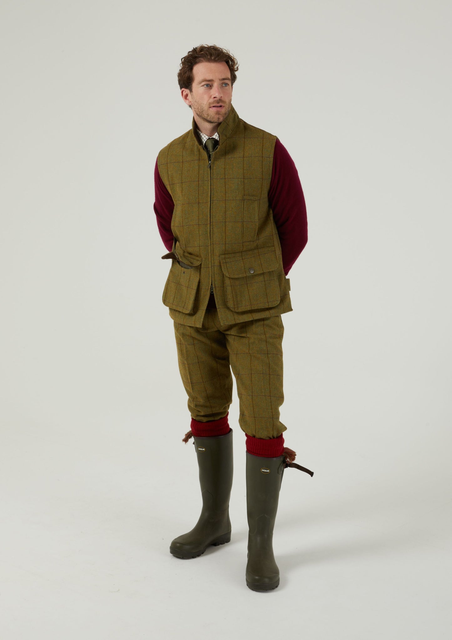 Rutland Men's Tweed Waistcoat In Lichen