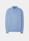 Pentlow Luxury Cotton Long Sleeve Polo Shirt In Steel Blue