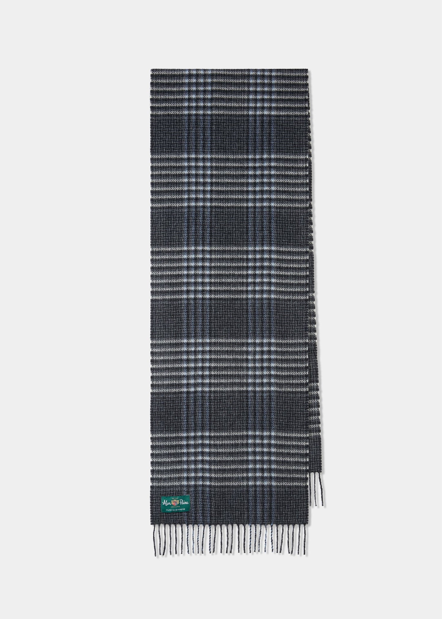 Cromdale Dogtooth Check Cashmere Scarf In Charcoal