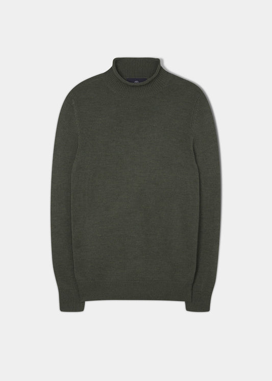 Fordwich Rolled Collar Jumper In Seaweed