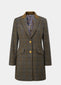 Surrey Ladies Mid-Thigh Tweed Coat In Taupe