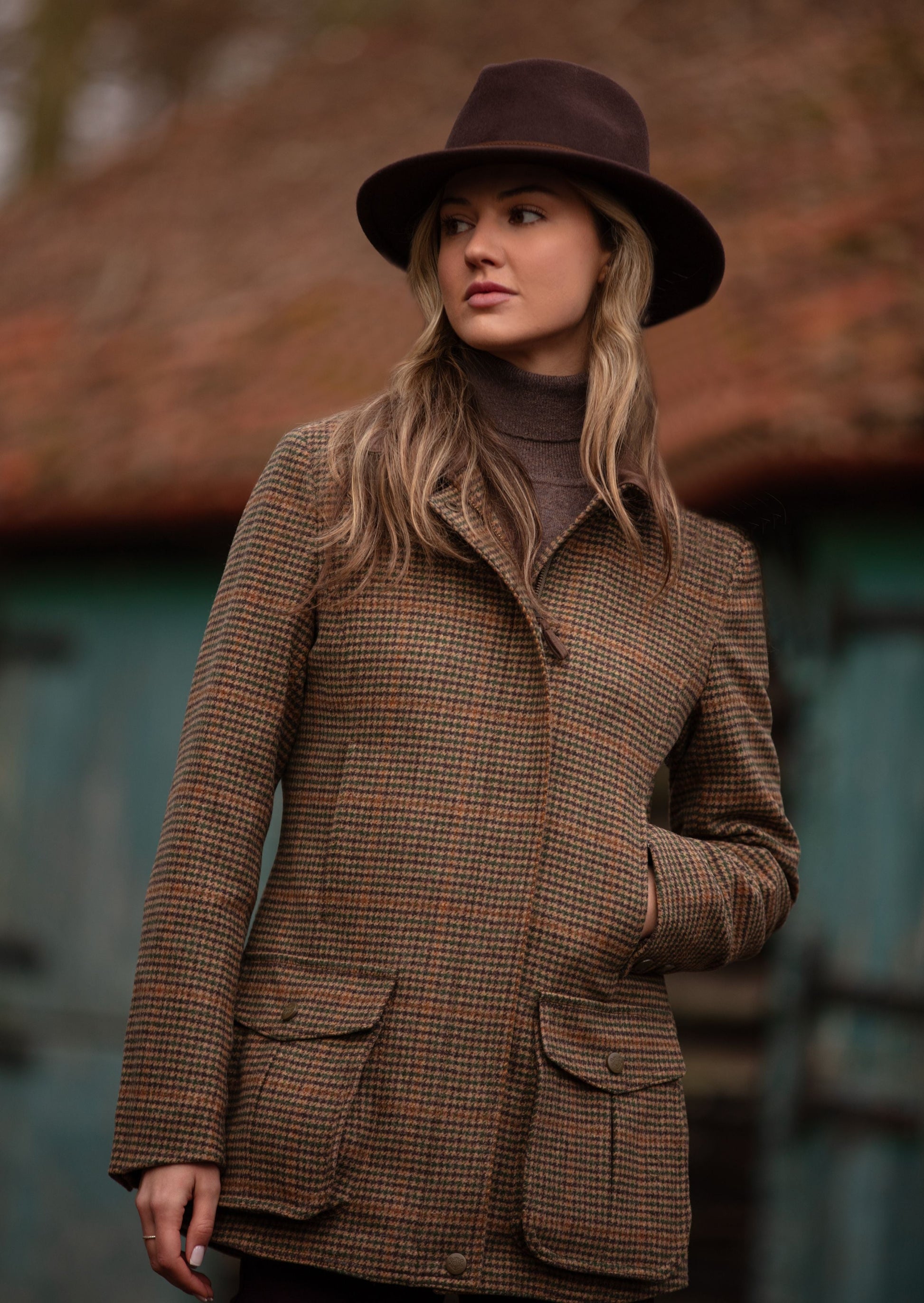 Surrey Ladies Tweed Coat In Sycamore