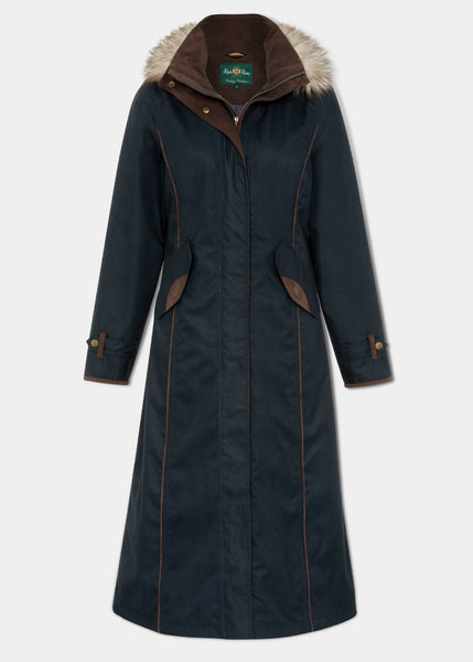 Fernley Ladies Waterproof Long Coat In Navy Alan Paine Sweden