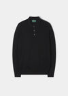 Tresswell Geelong Wool Long Sleeve Polo Shirt in Black - Regular Fit