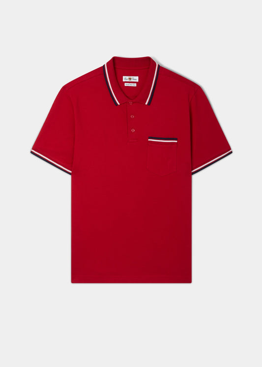 Shoreham Polo Shirt with Tipped Trim In Rosso