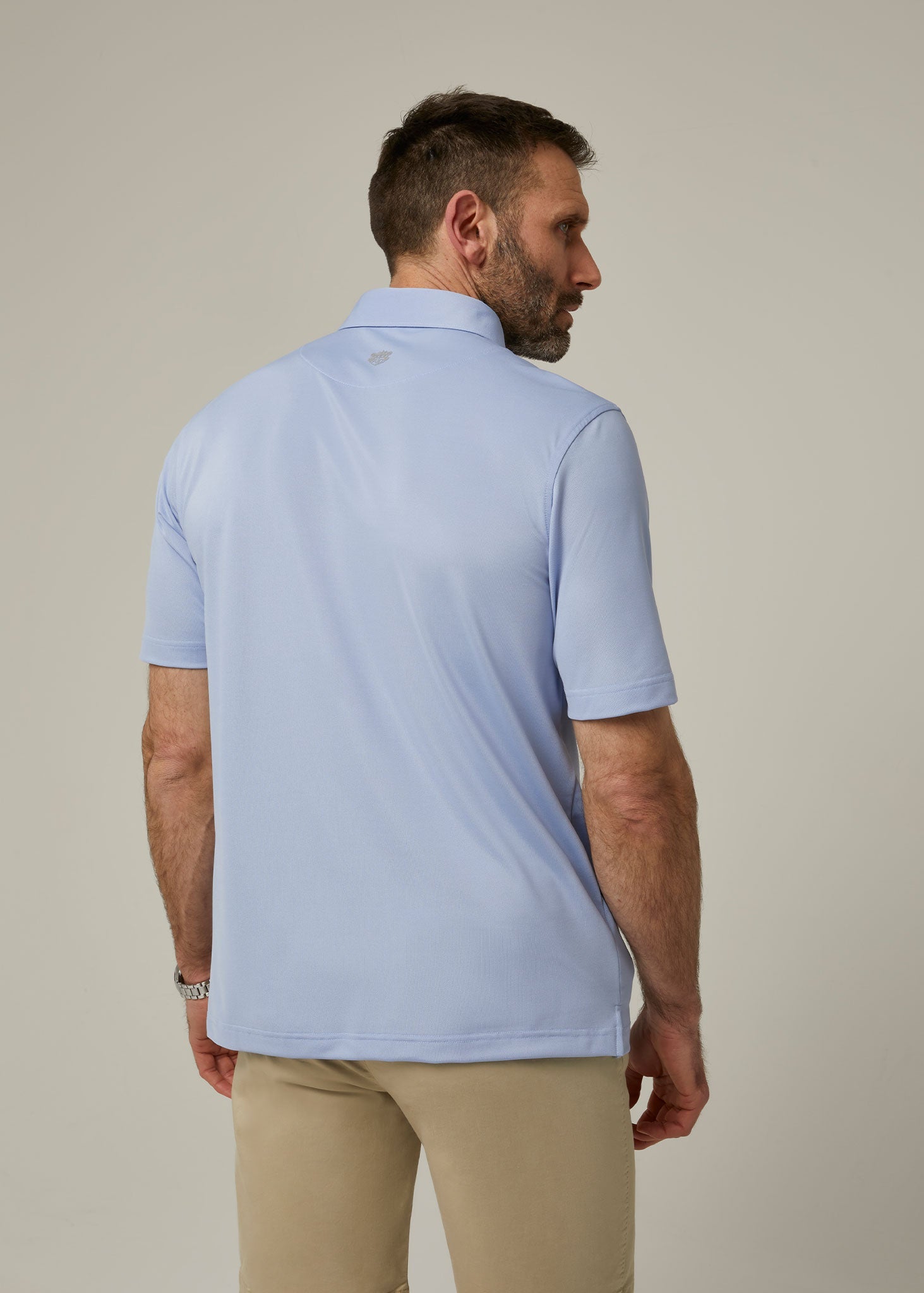 Men's 3 button polo shirt in light blue