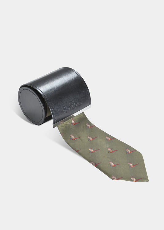 mens-ripon-silk-country-tie-flying-pheasant-design-olive
