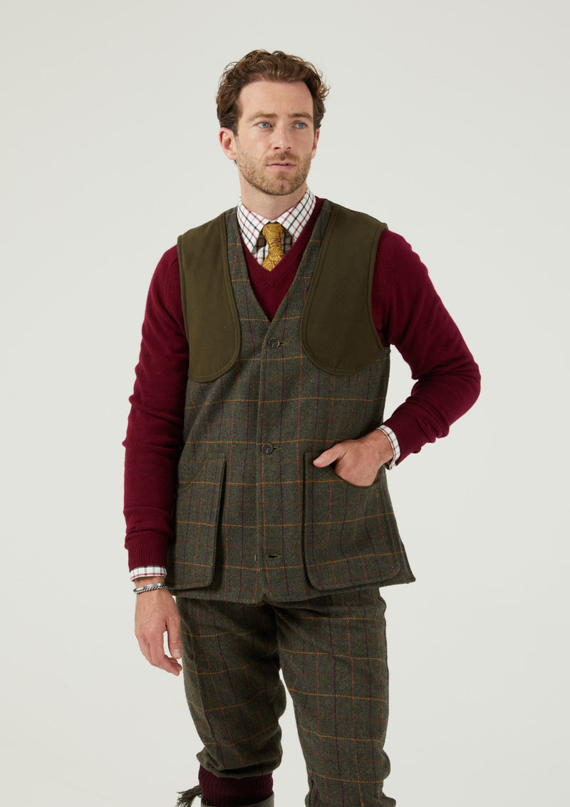 Rutland Men's Tweed Shooting Waistcoat In Fern