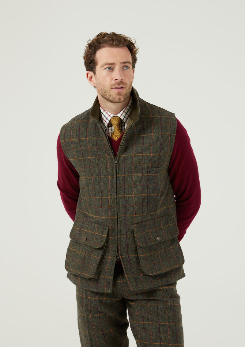 Rutland Men's Tweed Waistcoat In Fern
