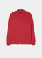 Faded dye polo shirt in rosso red made from a cotton/ spandex blend.